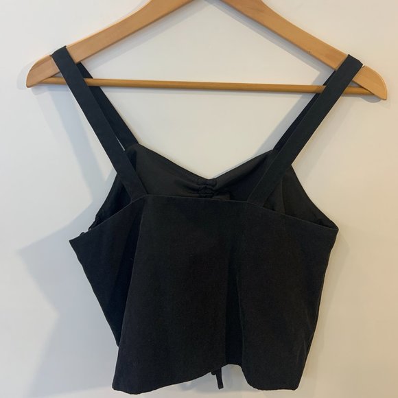 Oak & Fort Cropped Ruched Front Tank Blouse Black Size Small - Picture 6 of 8